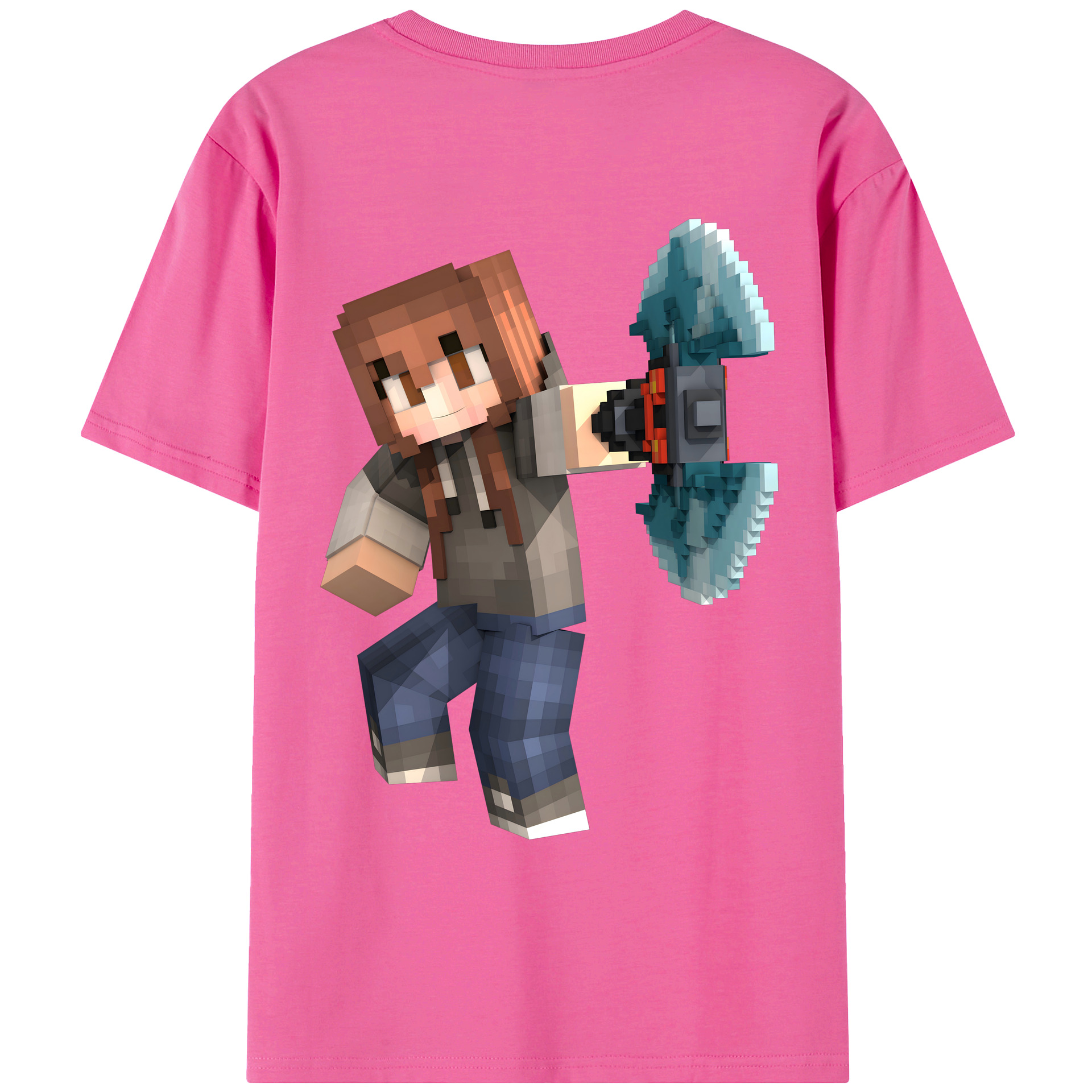 （画像用） マインクラフト ブロックの世界 Minecraft MC Block world レディース半袖Tシャツ(バックプリント)